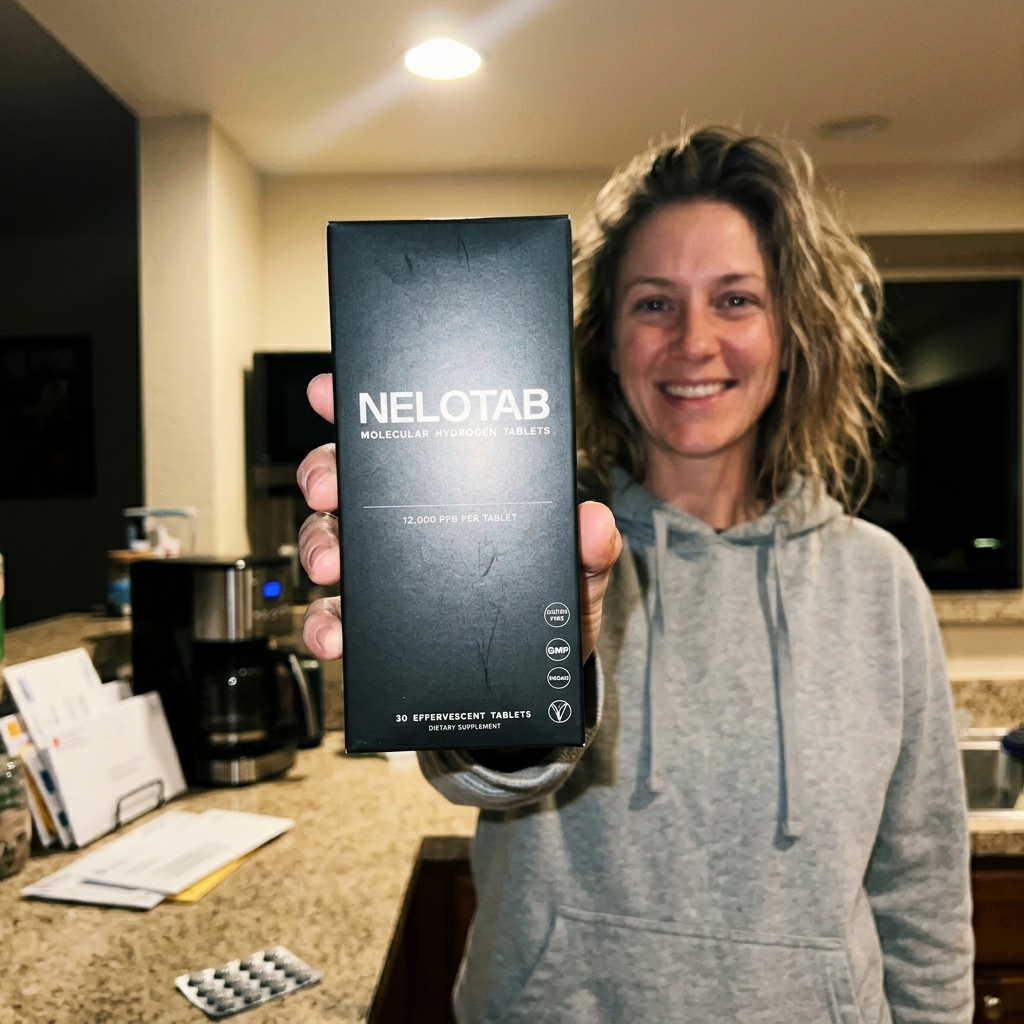 Customer holding NELOTAB box