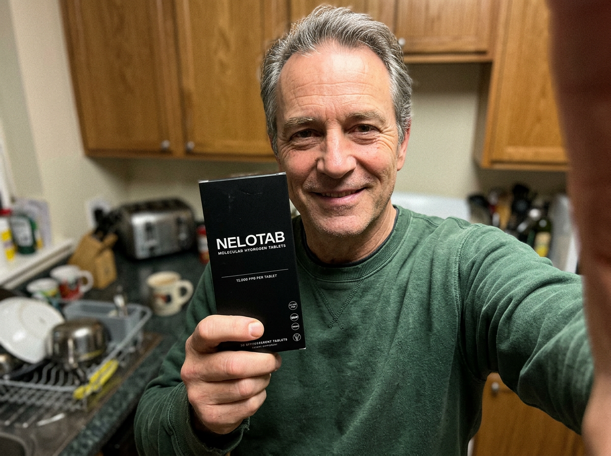 Customer holding NELOTAB box at home
