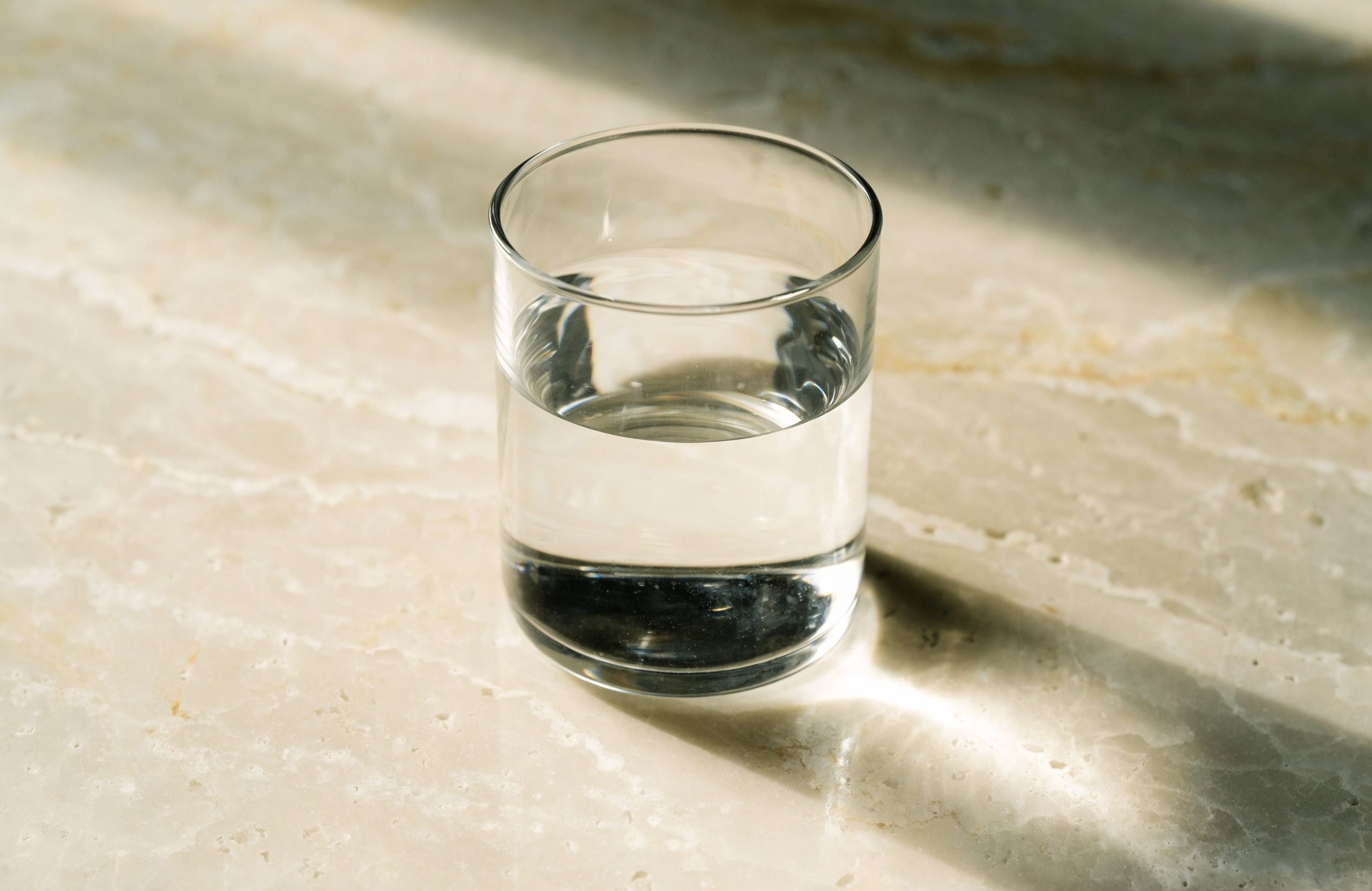 A glass of clear water
