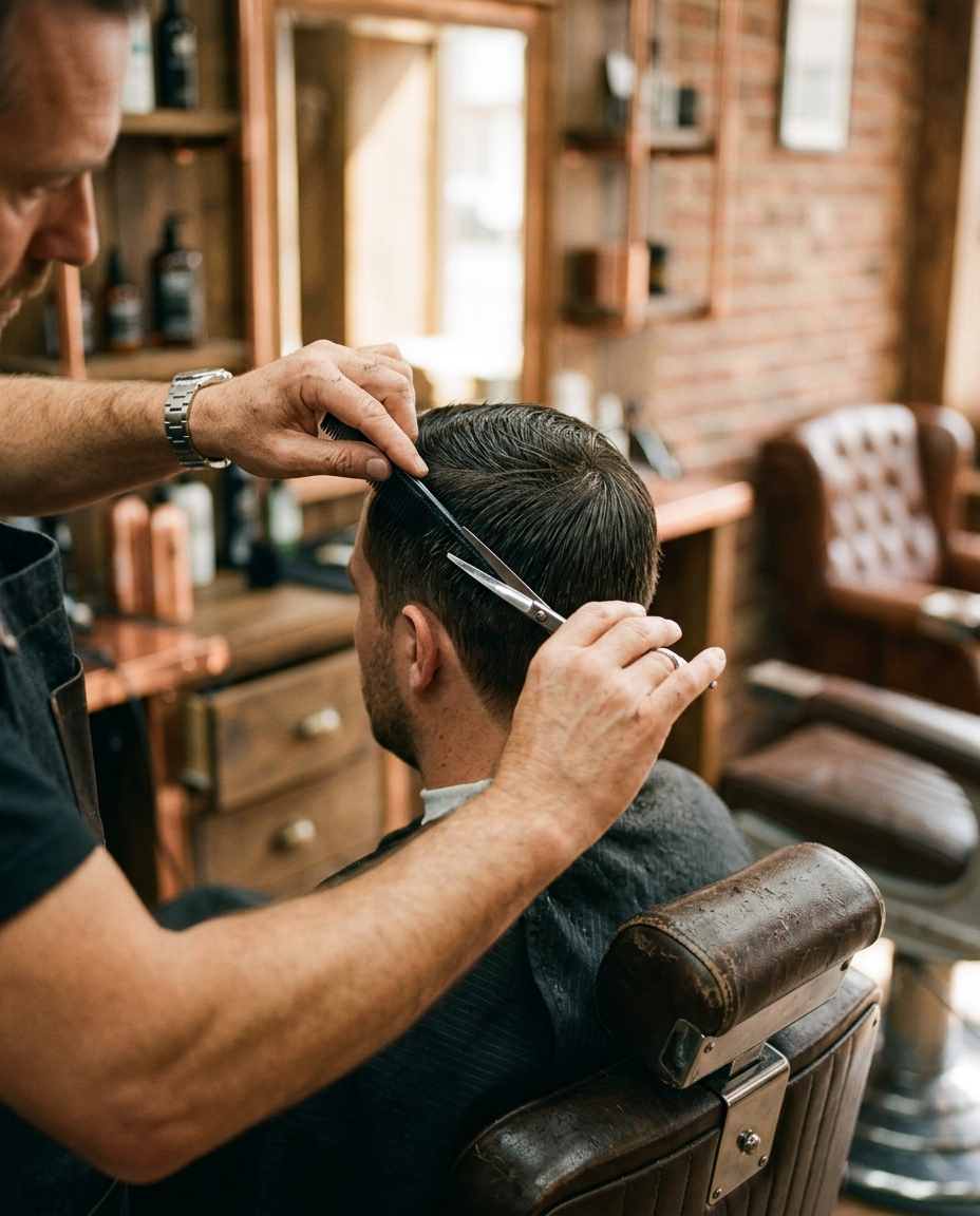 Barber aan het werk bij De Luxe Kapper