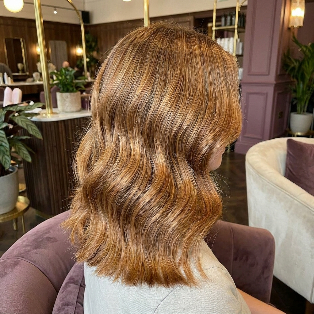 Glanzend gestyled haar met warme balayage