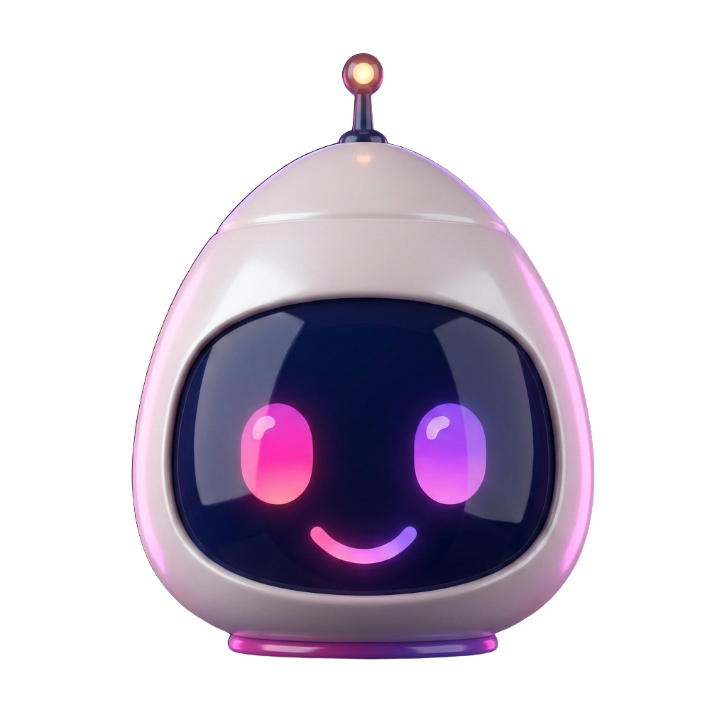 Mascote robô da Aceleradora EDU sorrindo