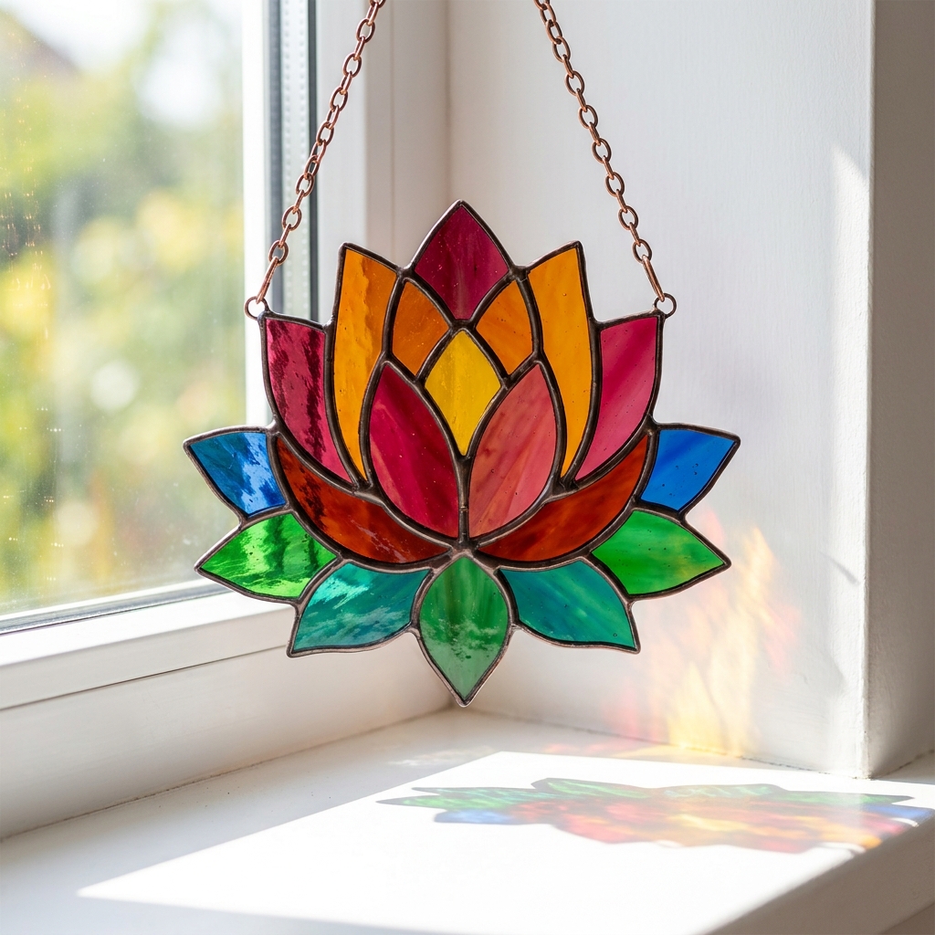 Flower sun catcher in a window