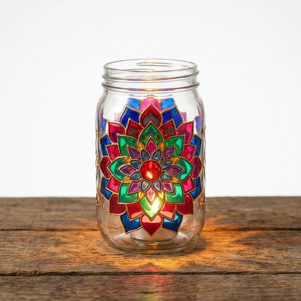 Glowing painted candle holder