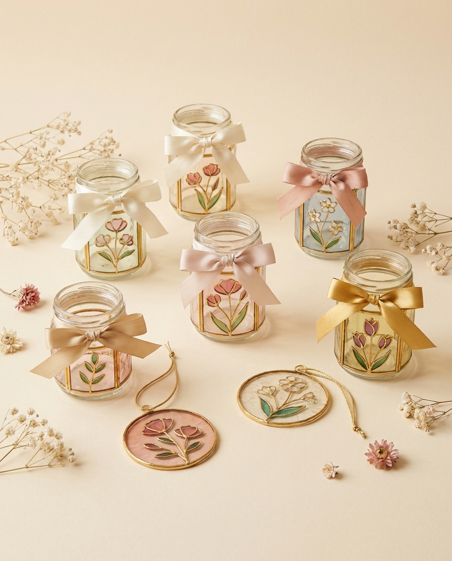 Small decorated favor jars as event souvenirs