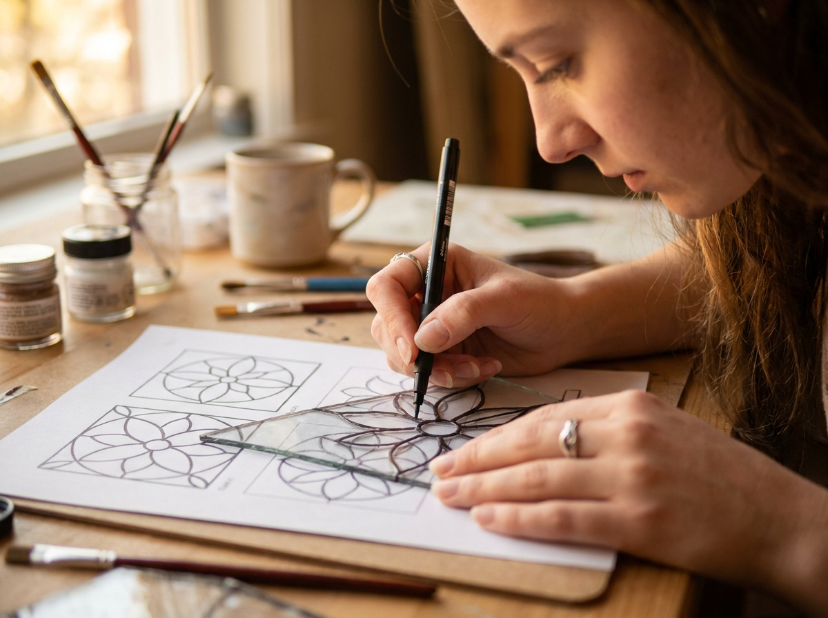 Tracing a pattern onto glass