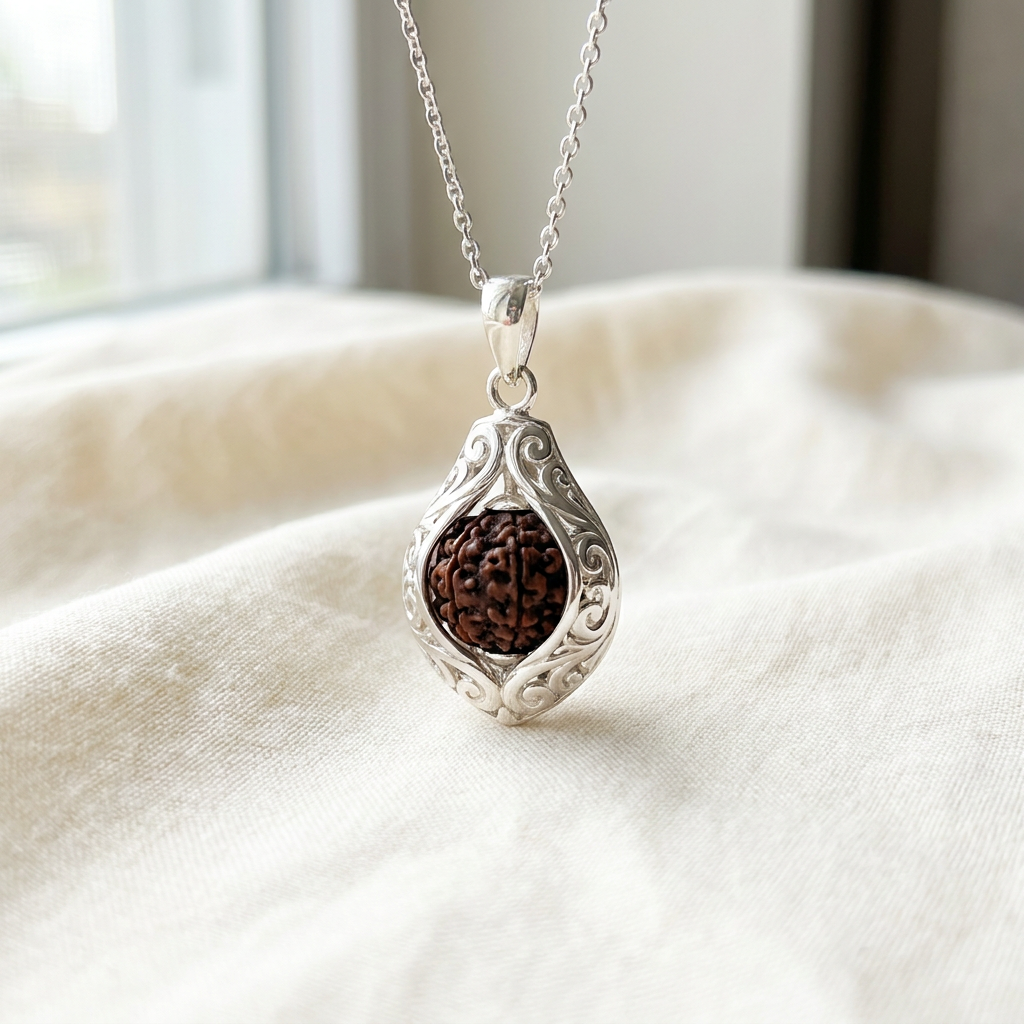 Rudraksha Silver Pendant
