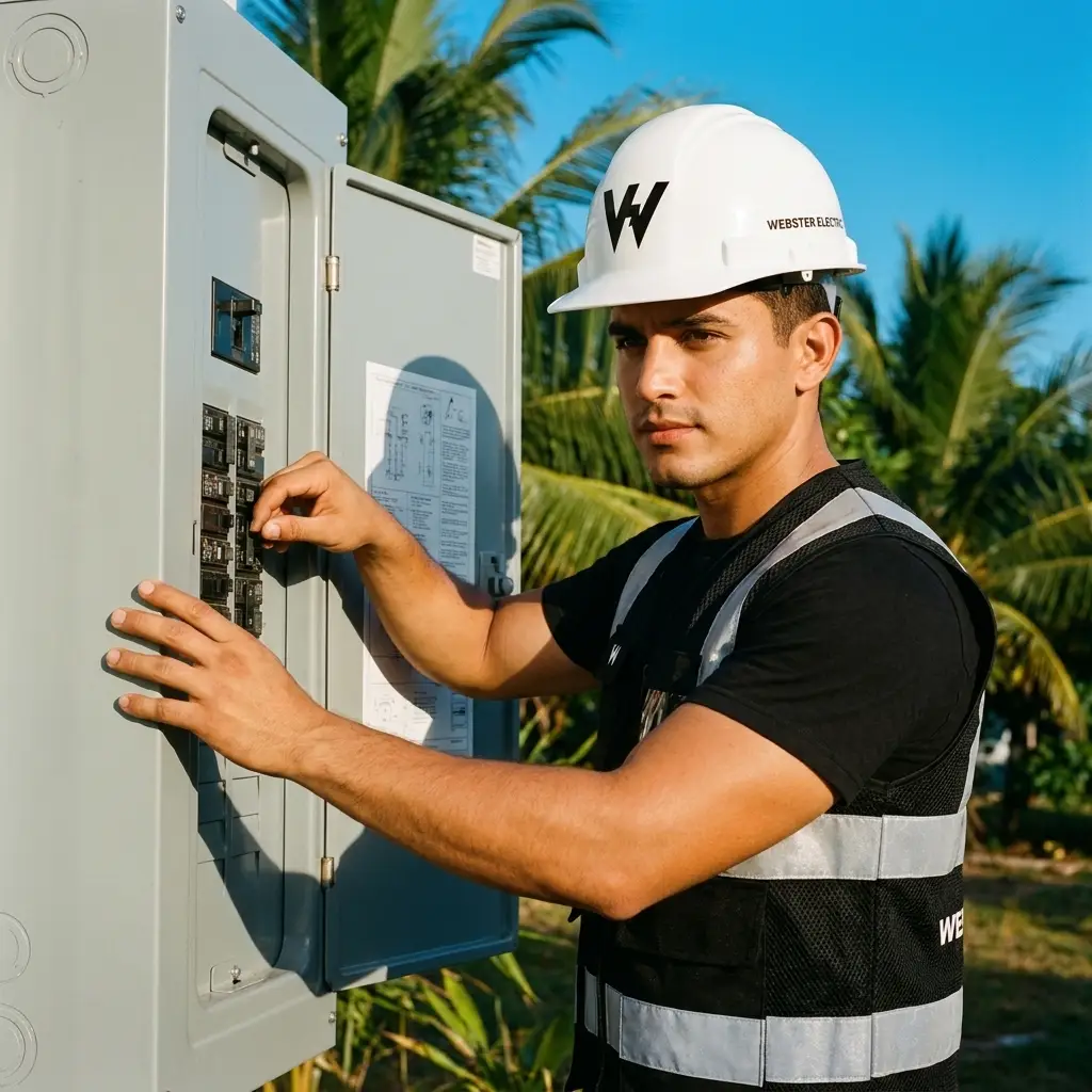 Técnico trabajando en un tablero eléctrico