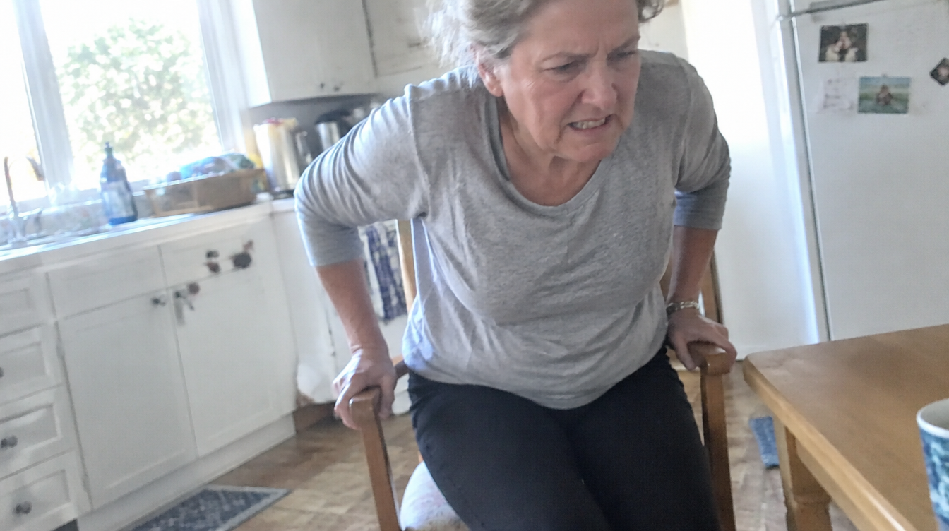 Bracing on the chair to stand