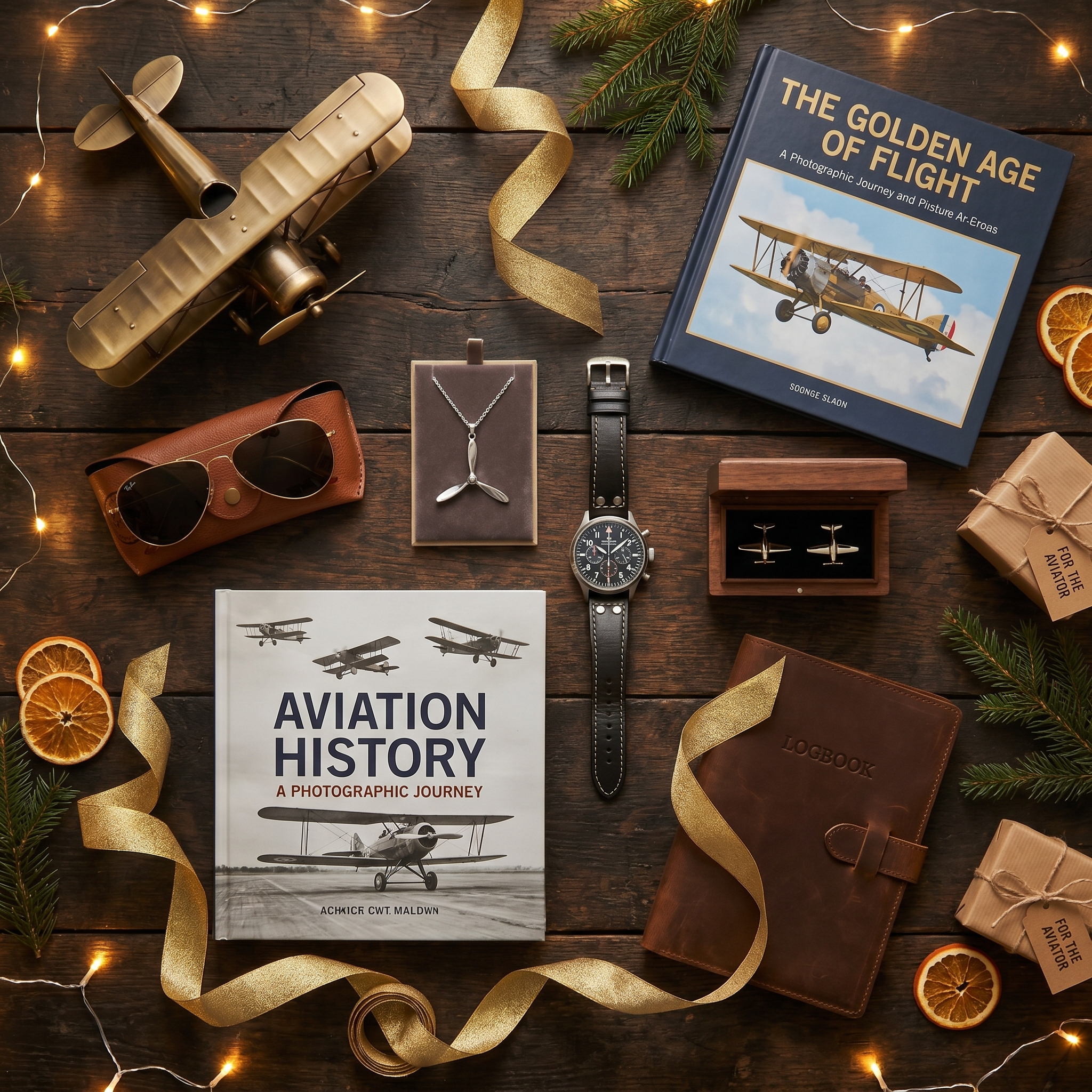 Aviation gift ideas flat lay