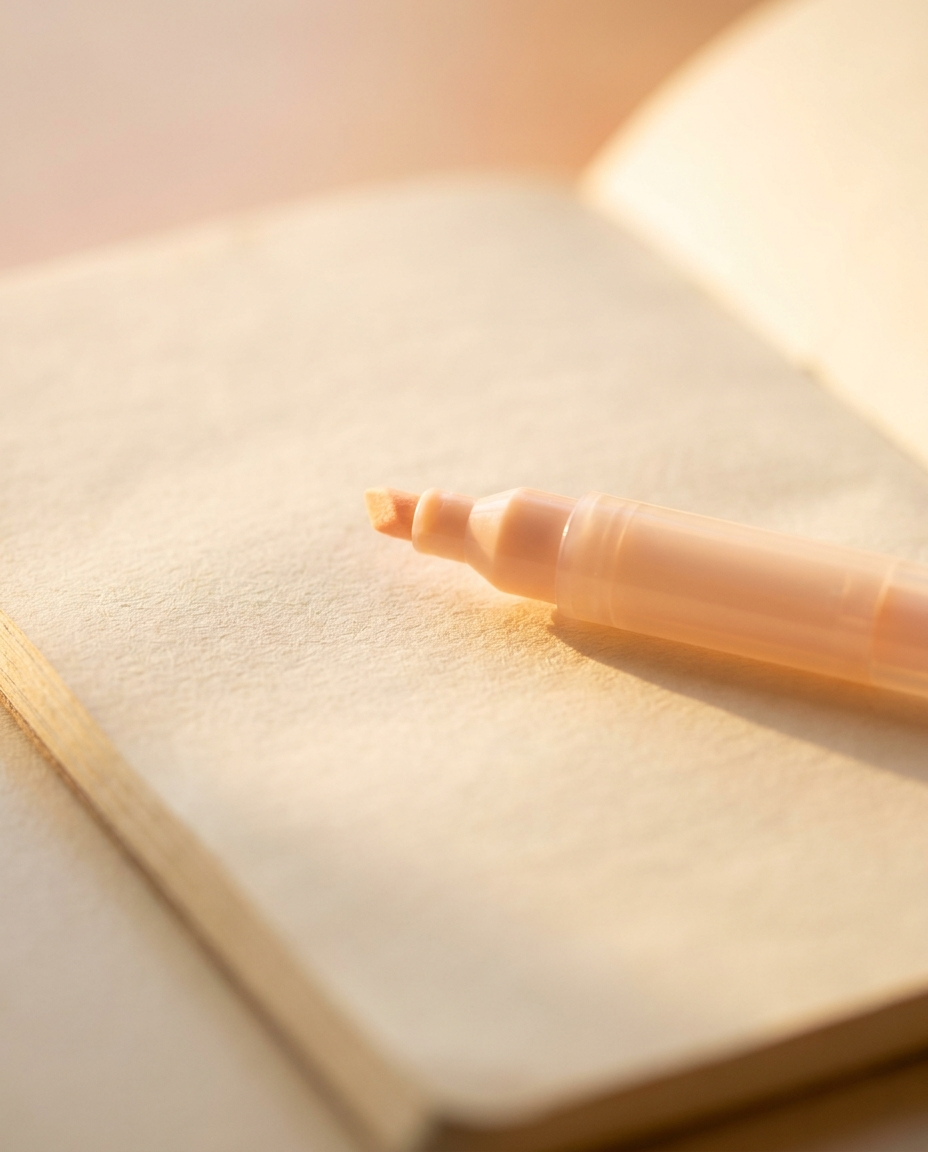 Close-up detail of Dawnly Memory+ peach gummies and study essentials.