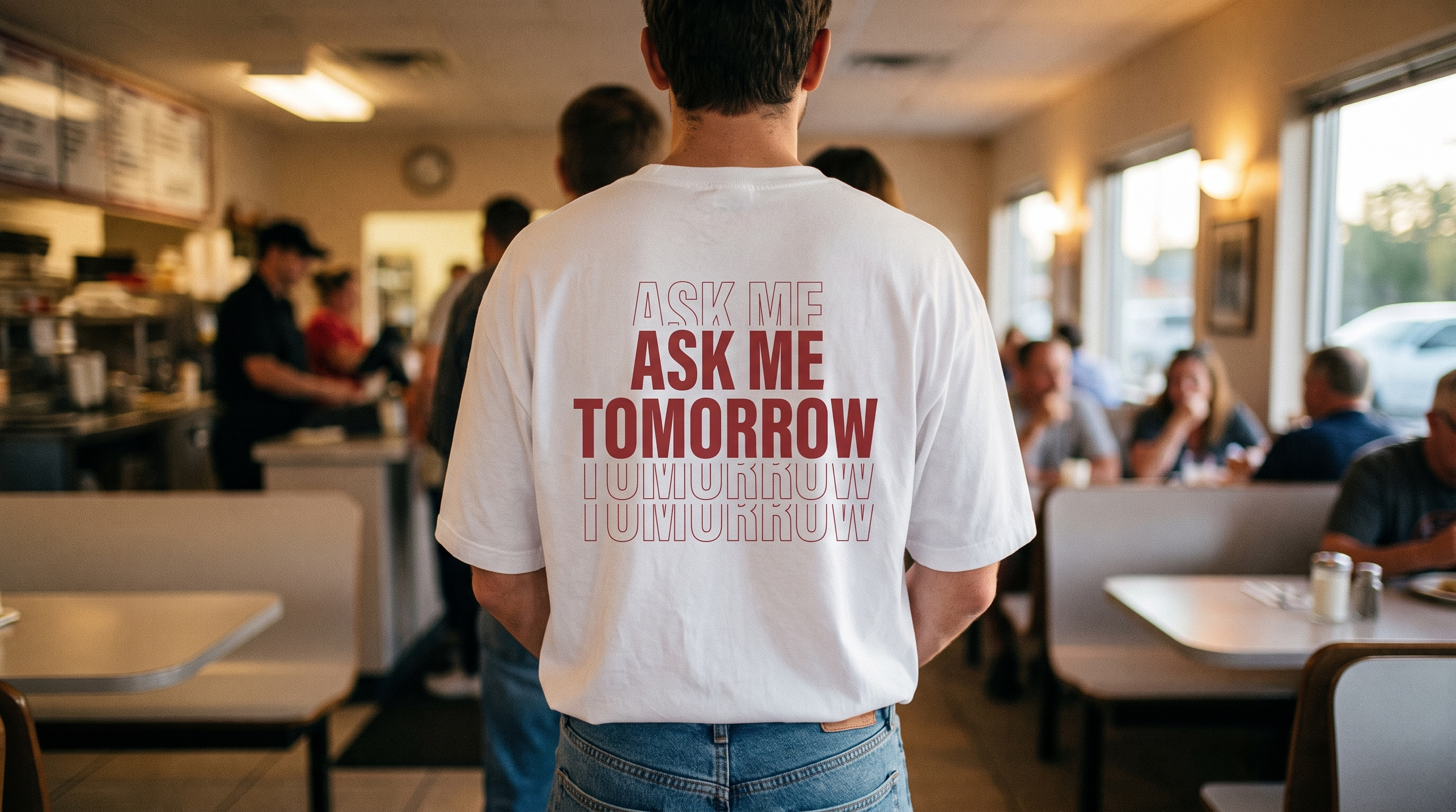 The same shirt read from across a room