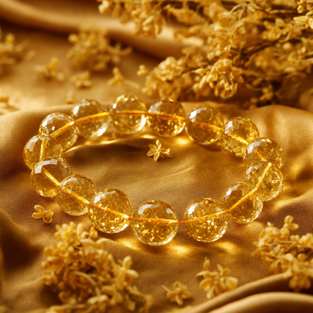 Golden yellow citrine bracelet — Earth element abundance crystal