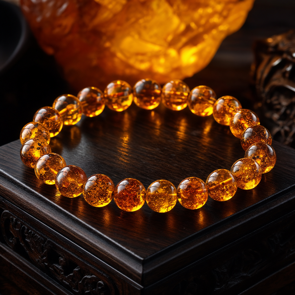 Baltic amber honey-gold bracelet — warm Earth element crystal