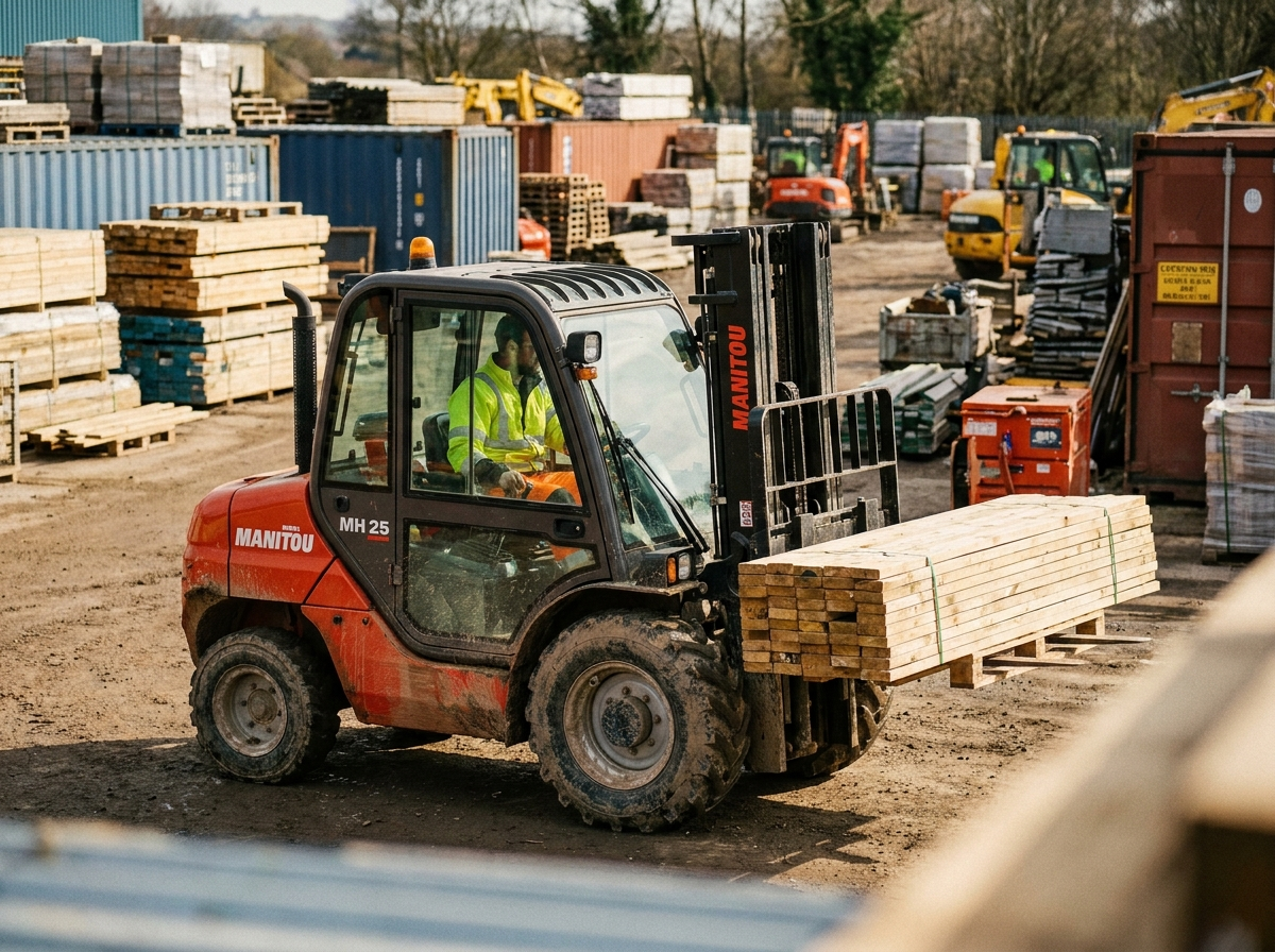 Rough terrain forklift outdoors