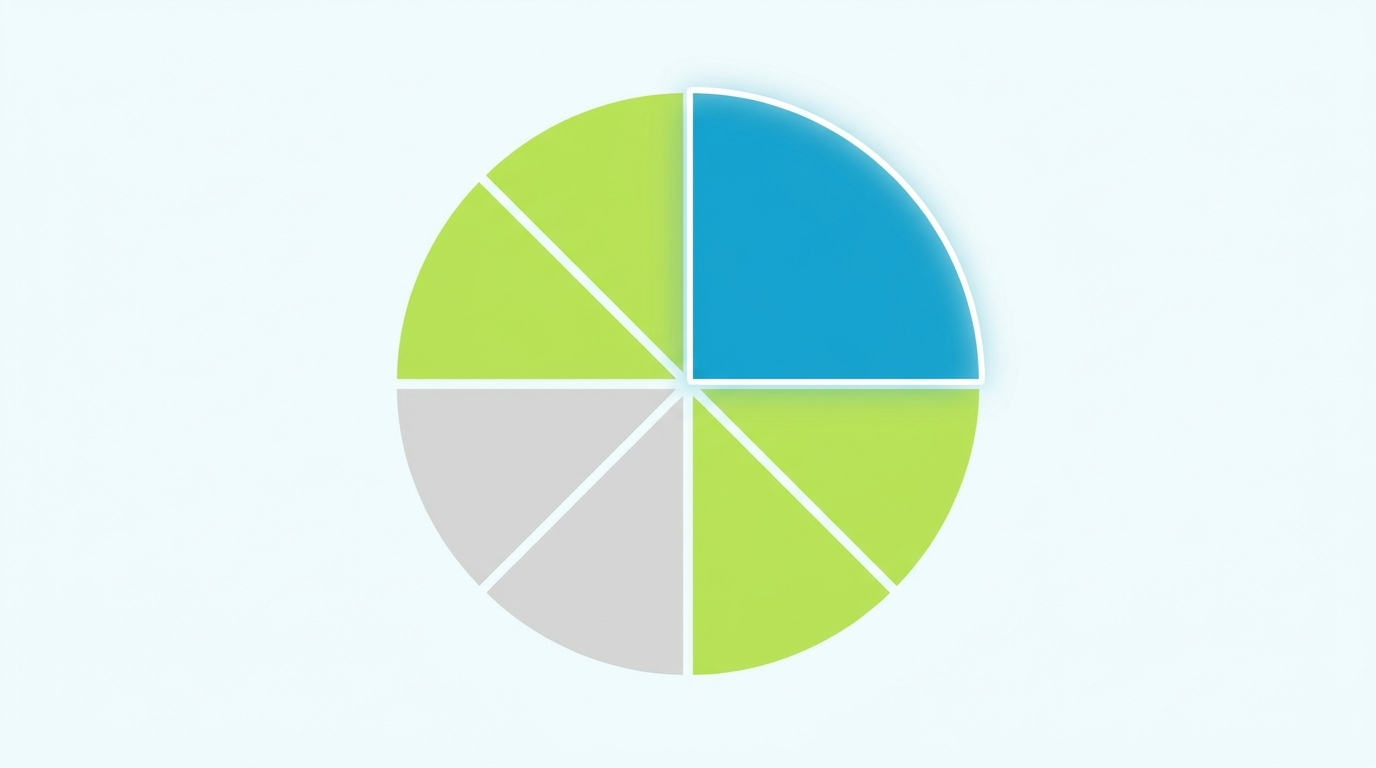 Flat vector wheel diagram showing the four IELTS Speaking criteria as equal segments, with the top segment highlighted in bright teal