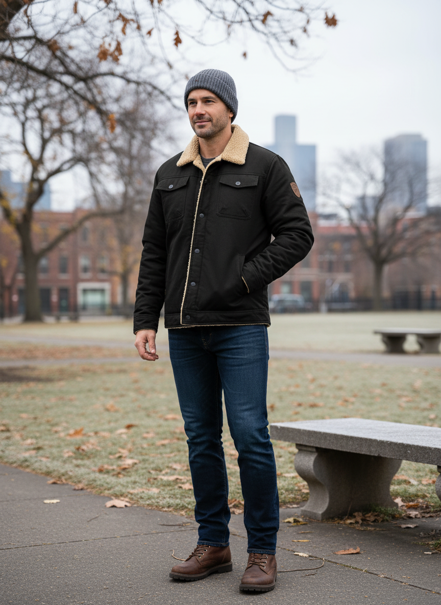 Enrico | Men's Sherpa-Lined Jacket worn by model