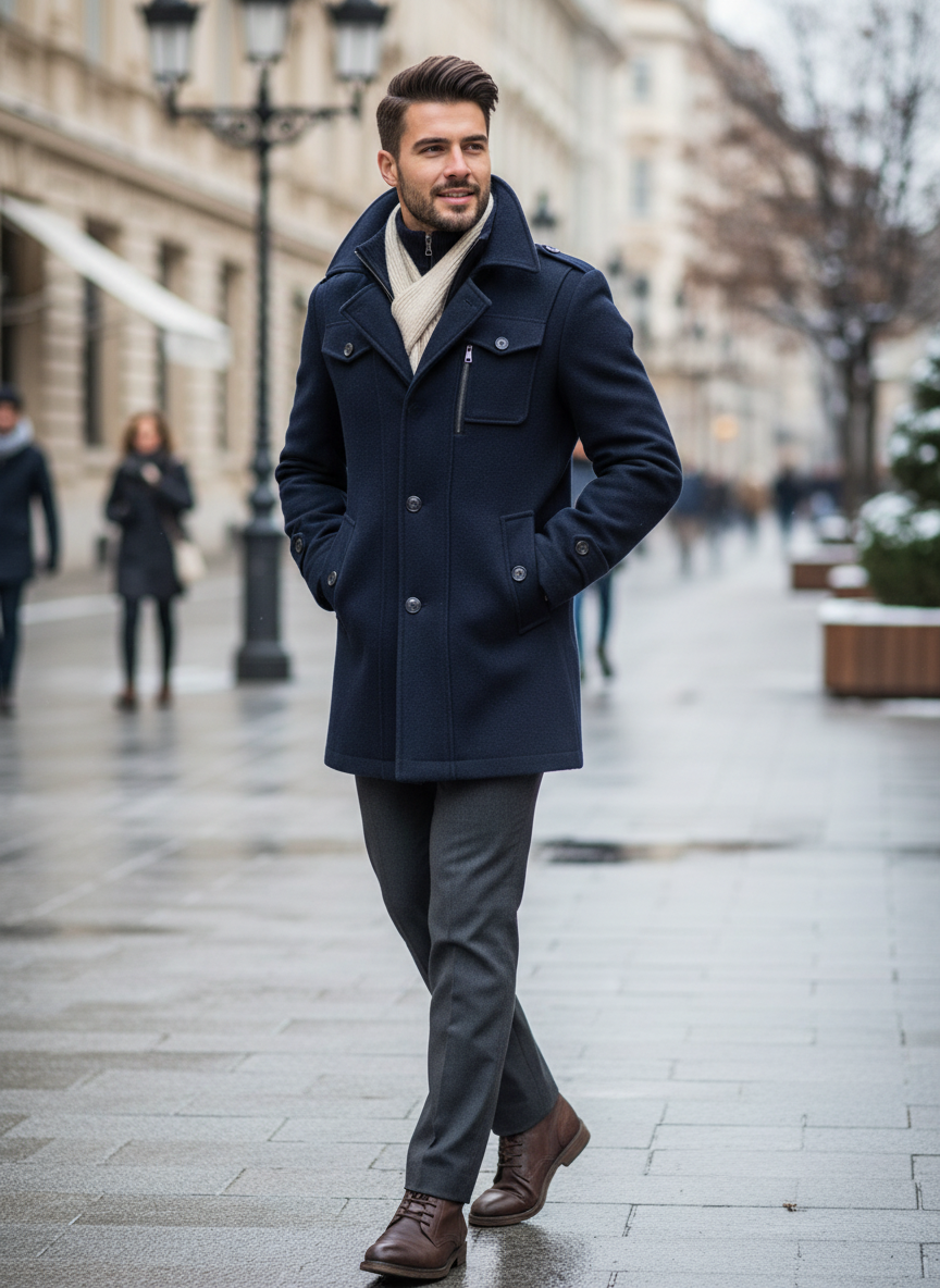 Felix | Pánský smart-casual kabát nošený modelem