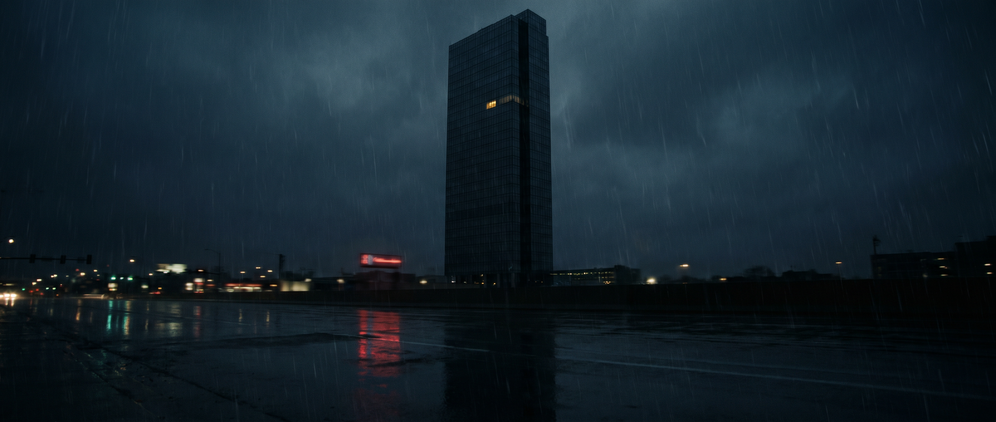 Hochhaus bei Nacht · ein einsames Fenster leuchtet · pure Bildwelt