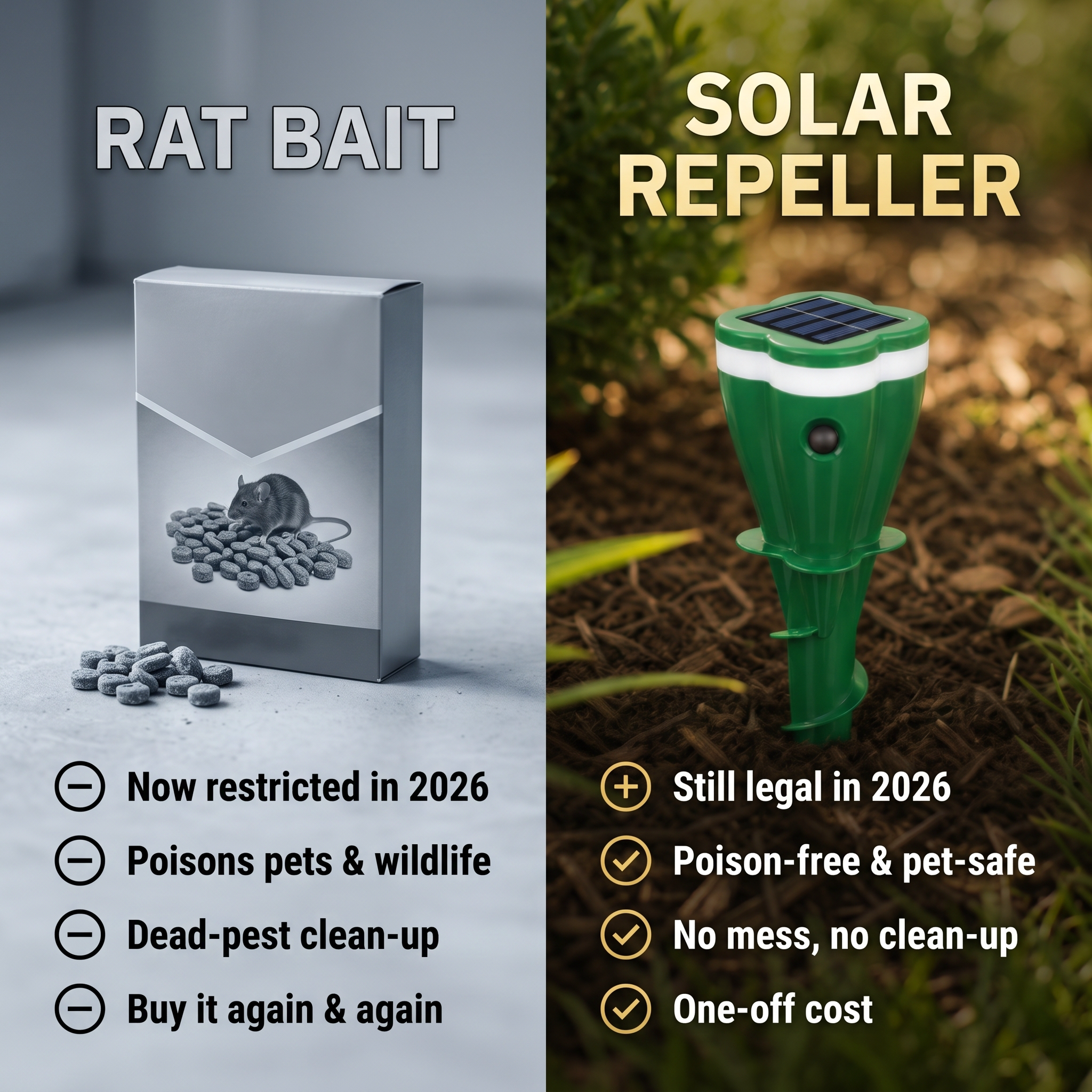 Rat bait vs solar repeller