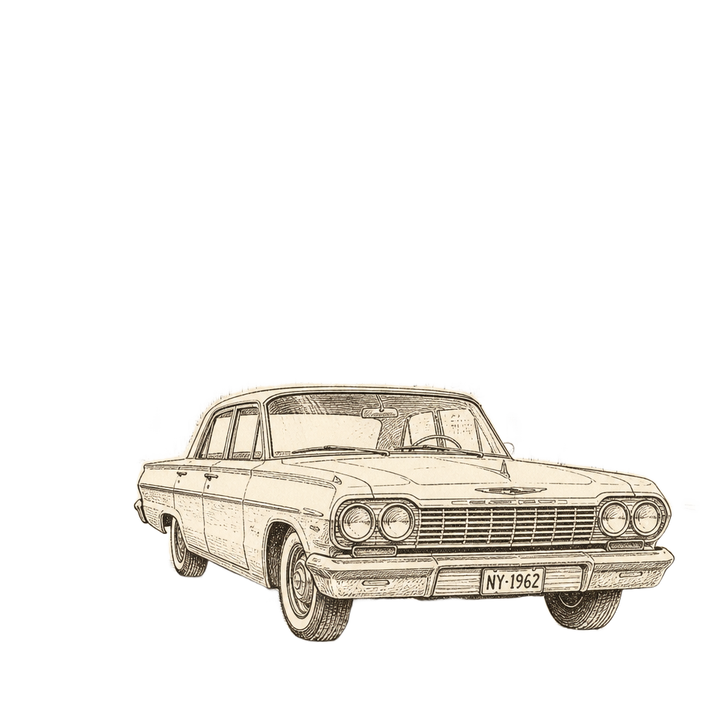 A hand-drawn car