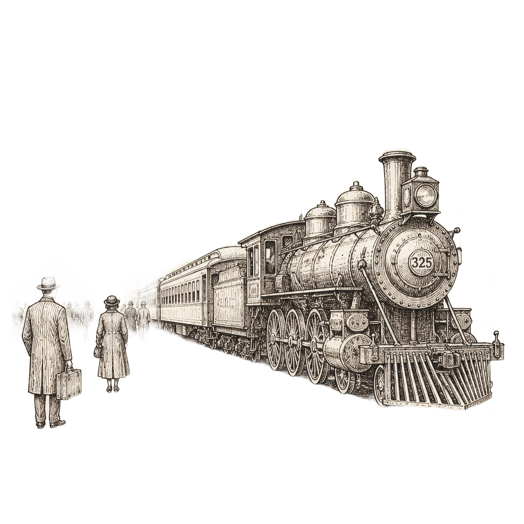 A hand-drawn train