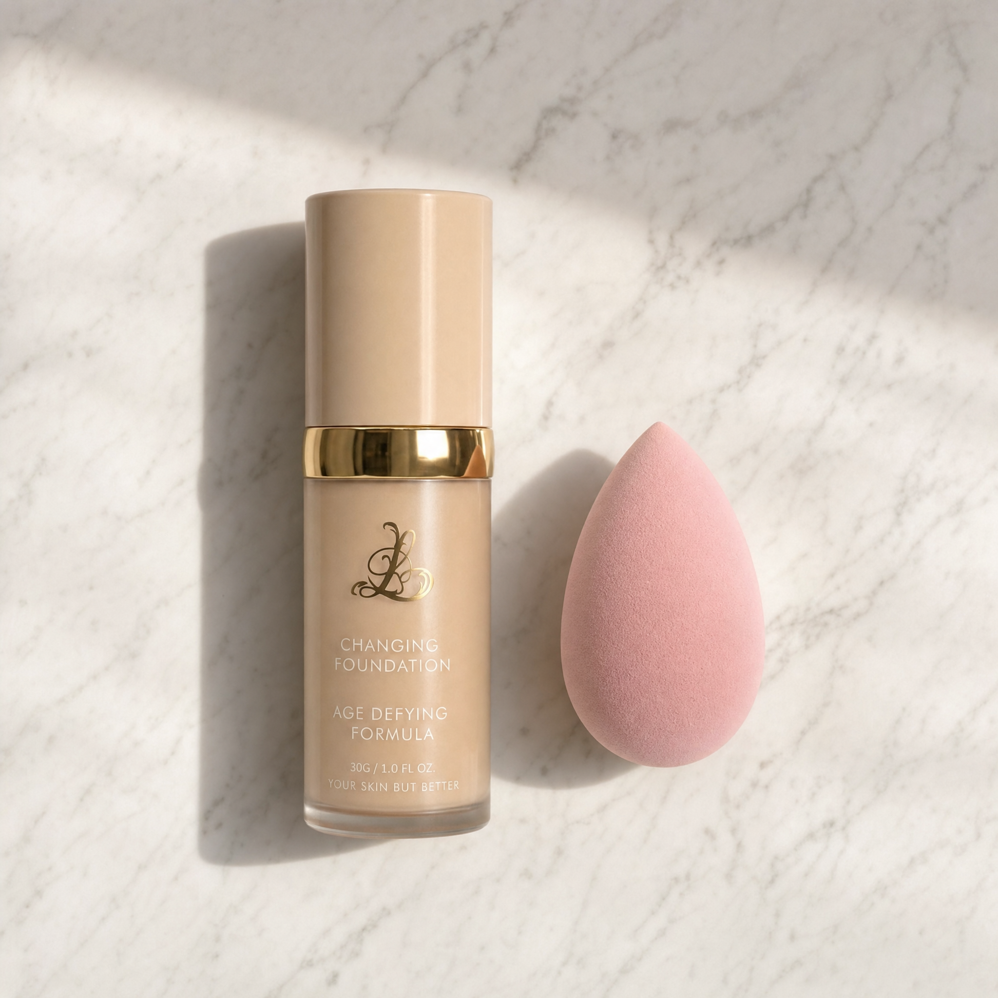 product bottle + blender, morning counter ]