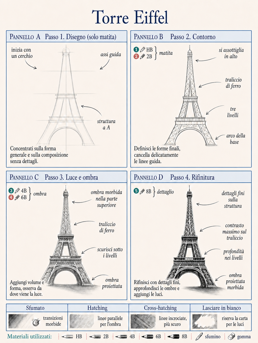 Scheda passo dopo passo — Torre Eiffel
