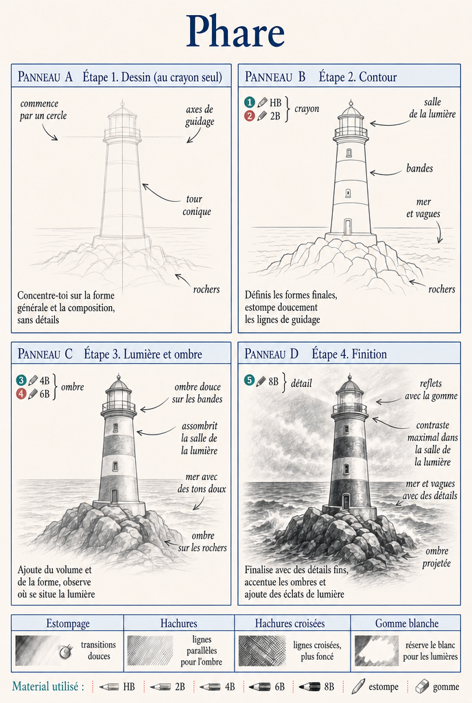 Planche pas à pas — Phare