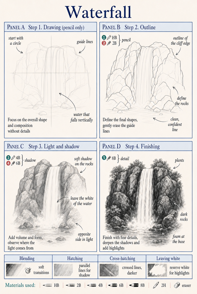 Step-by-step lesson — Waterfall