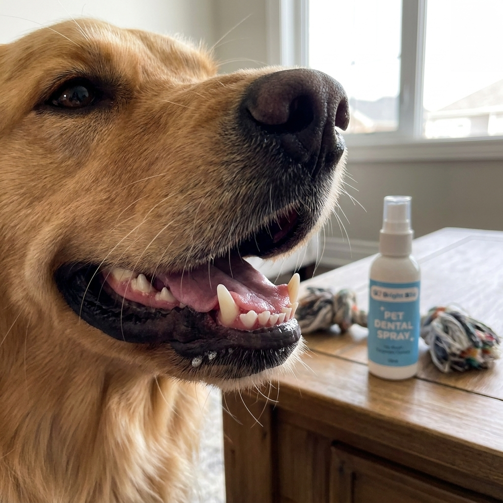 Happy dog with clean teeth