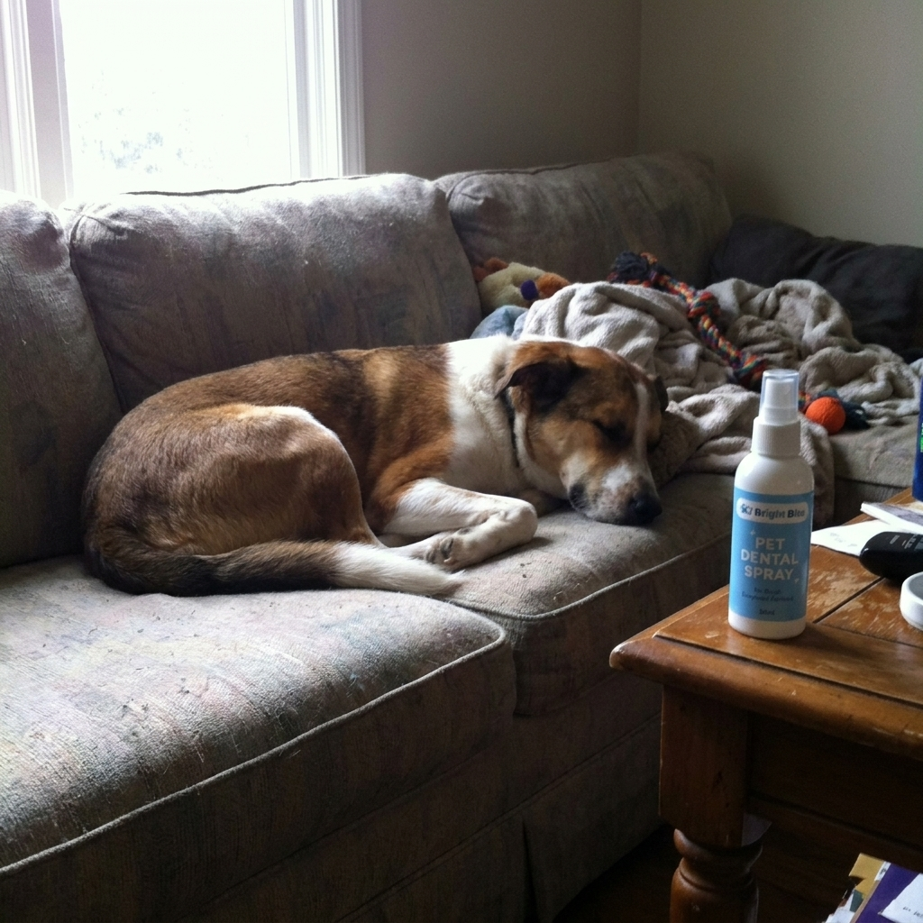 Dog resting at home