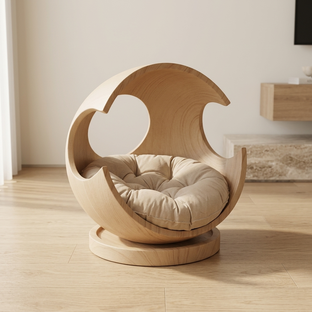 VogueNest cat bed in Beige, floor level