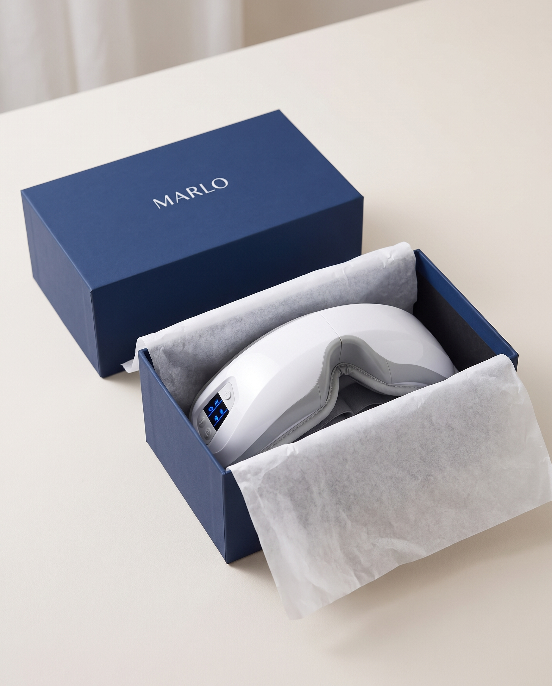 Marlo heated eye massager in its gift box