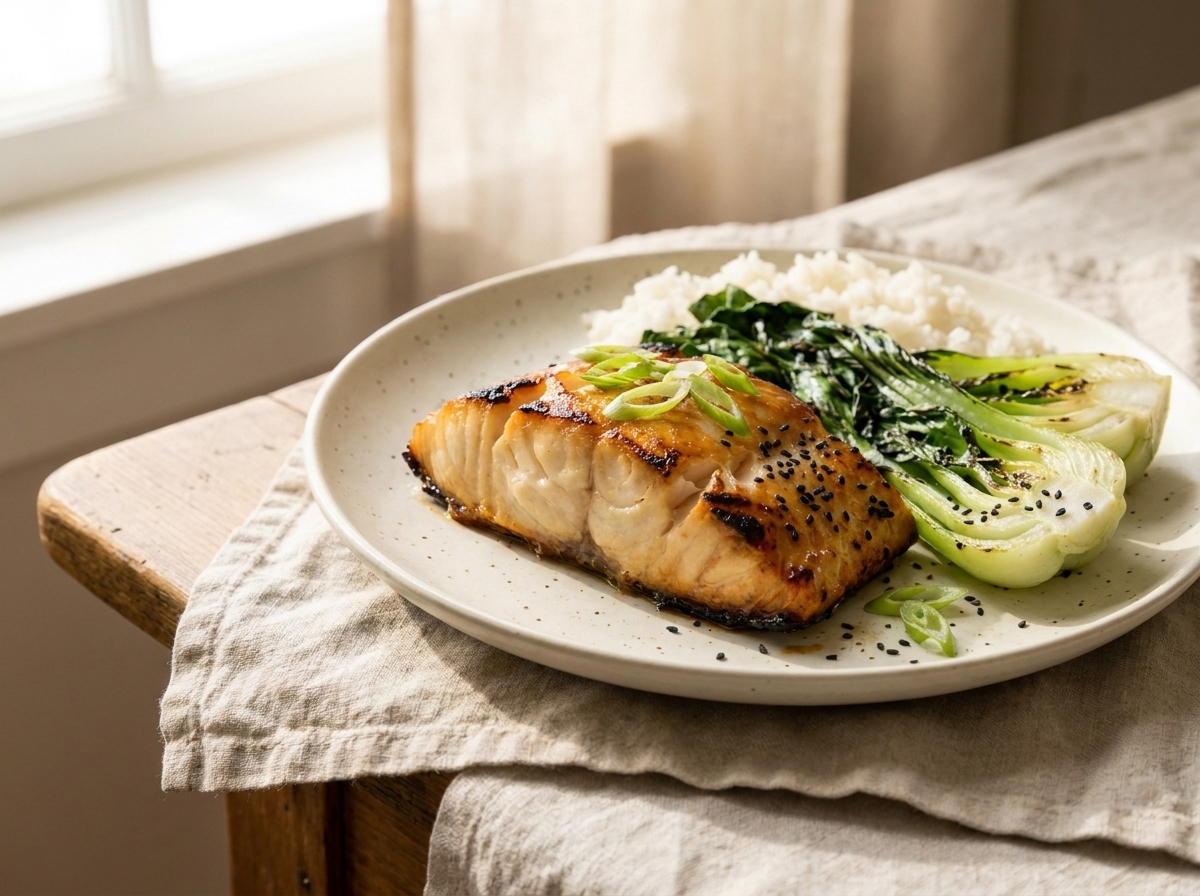Wild salmon with miso glaze
