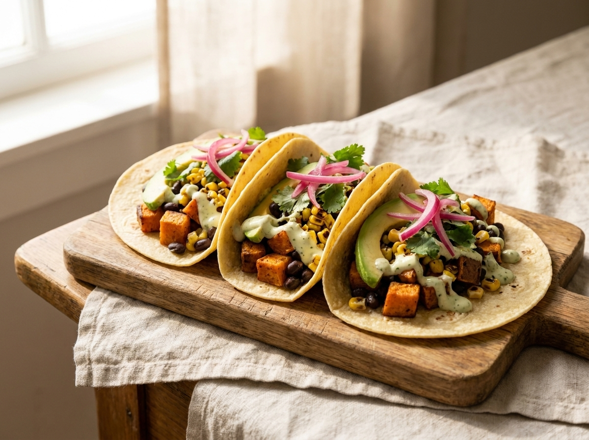 Sweet potato & black bean tacos