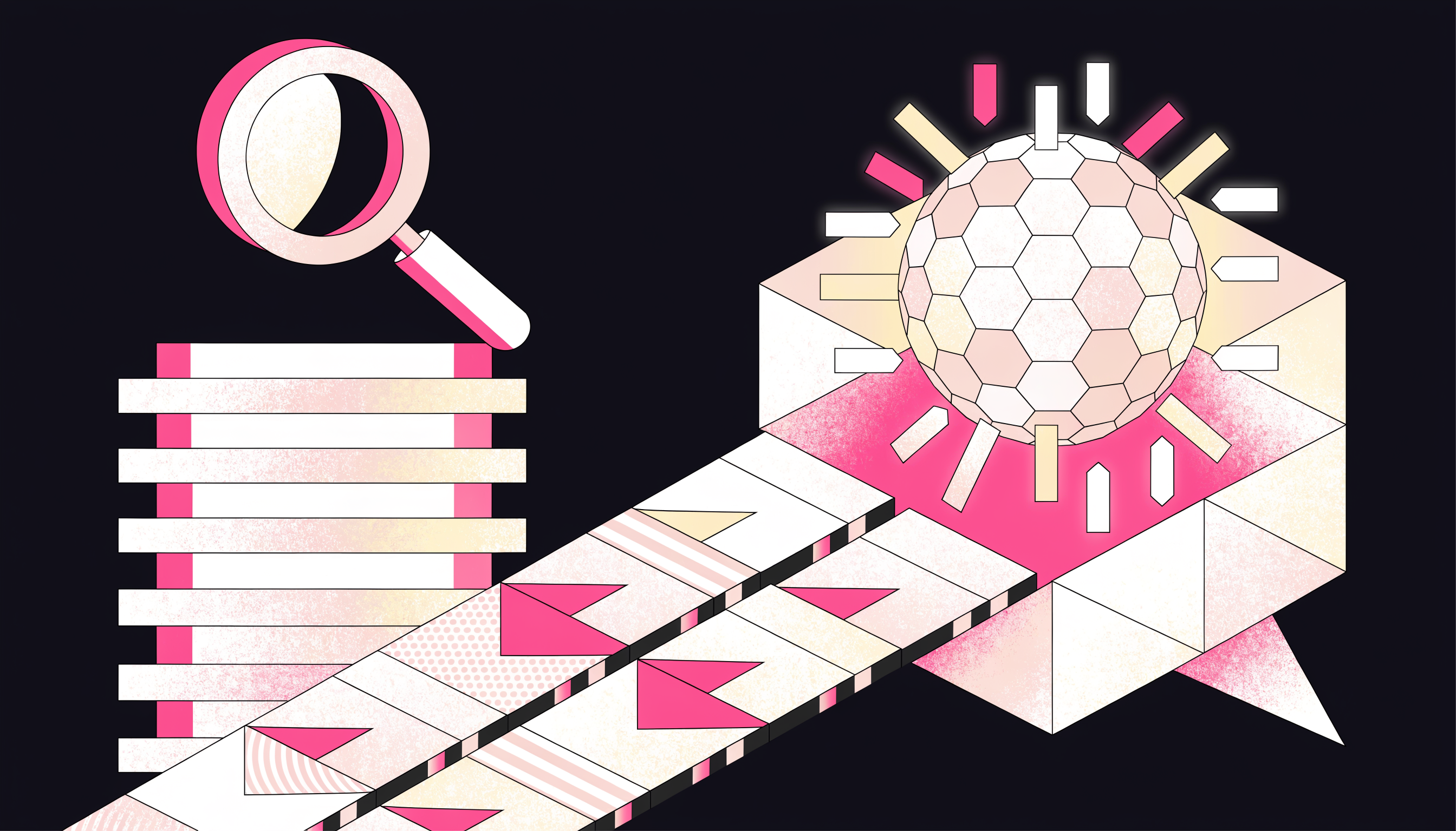 Answer engine optimization vs traditional SEO: flat 2D abstract illustration of classic search rankings versus an AI answer engine