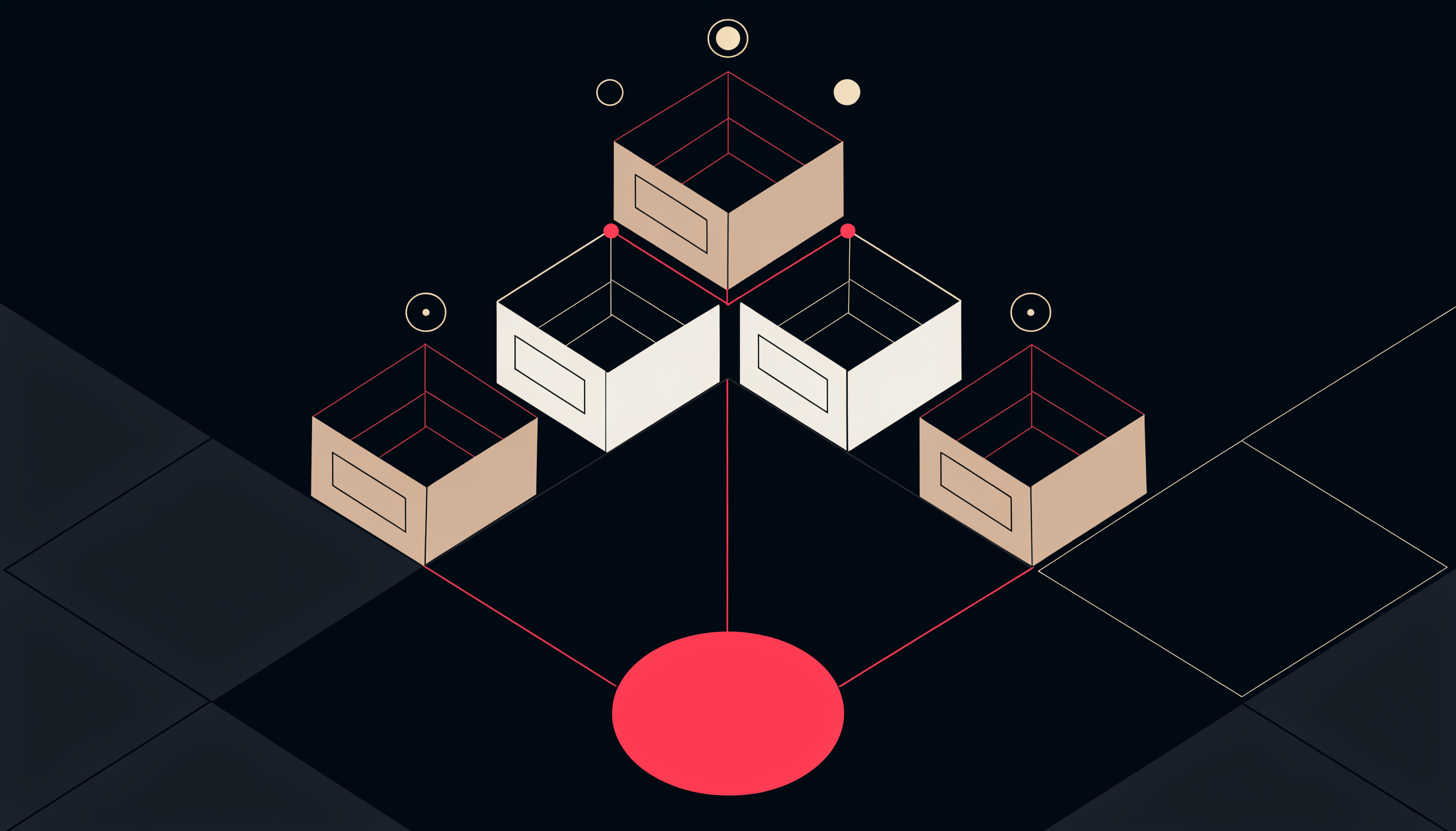 Multi-agent marketing teams org chart: an orchestrator hub coordinating six specialist AI agent seats under human leadership