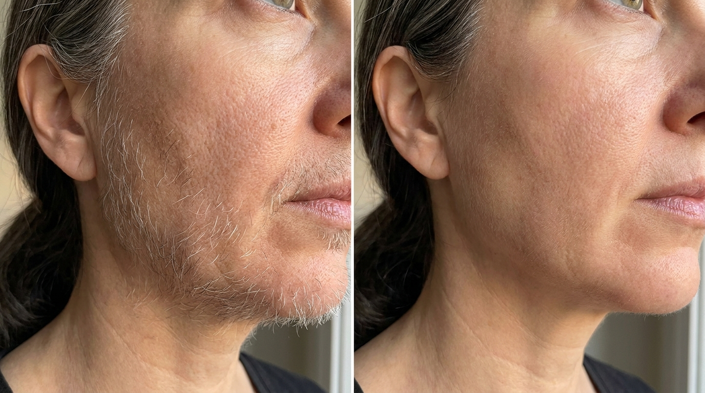 Diane, 54 — jawline grey hair, before and after 12 weeks