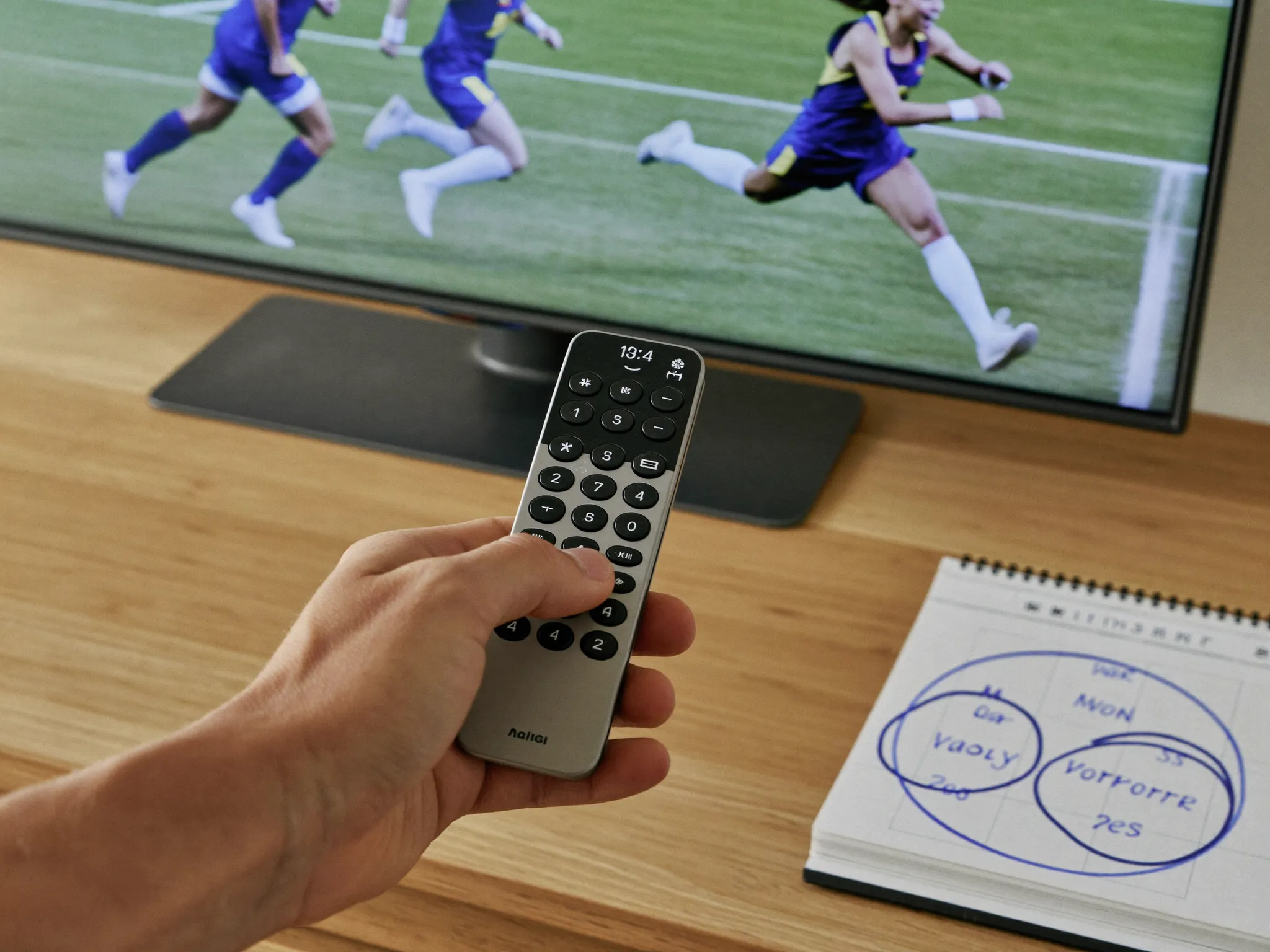 Télécommande et calendrier avec trois mois entourés, pour choisir la durée d'un abonnement IPTV
