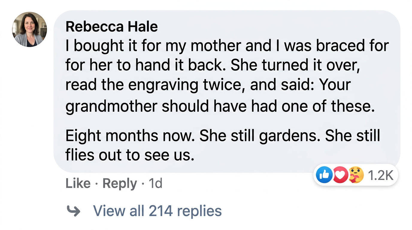 Verified WristAlert review from Rebecca Hale: she bought it for her mother, who read the engraving twice and said your grandmother should have had one of these