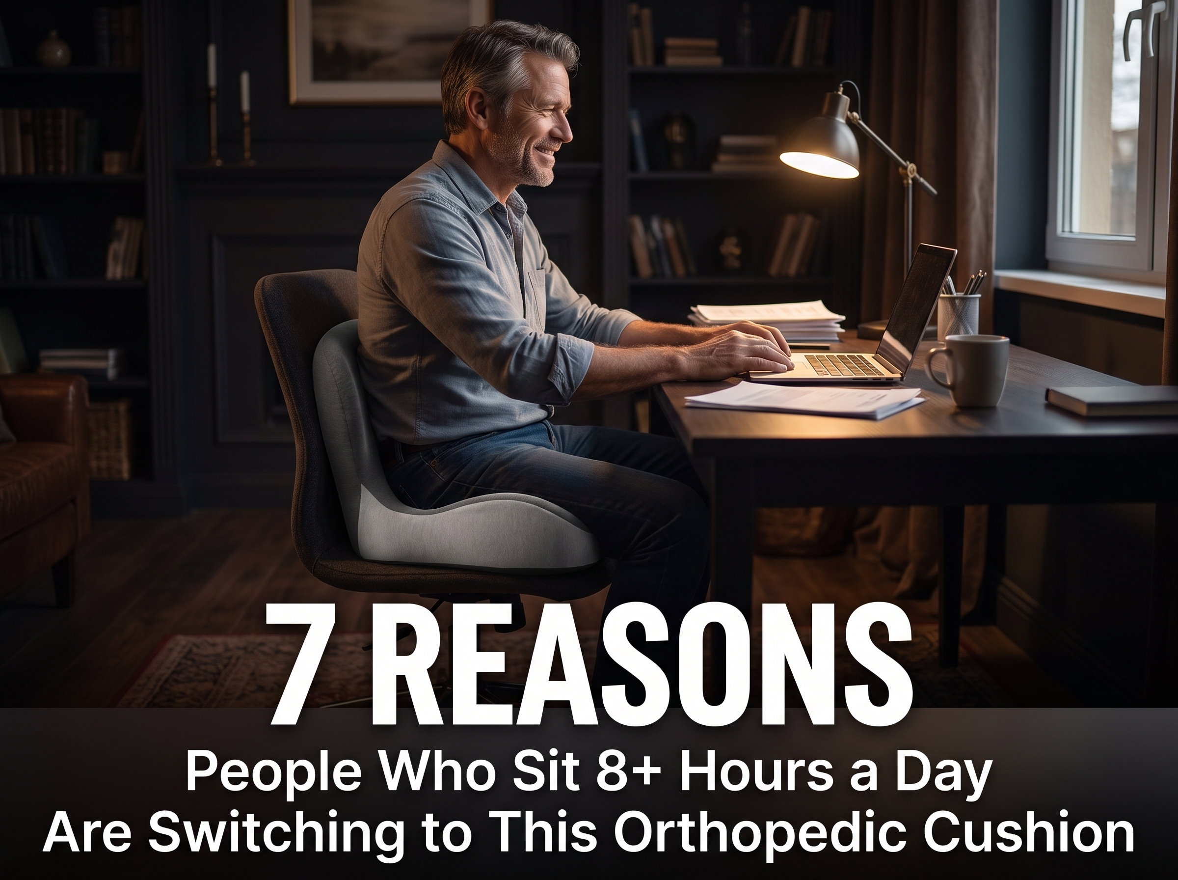 Hour Four Orthopedic Seat Cushion on a home office chair