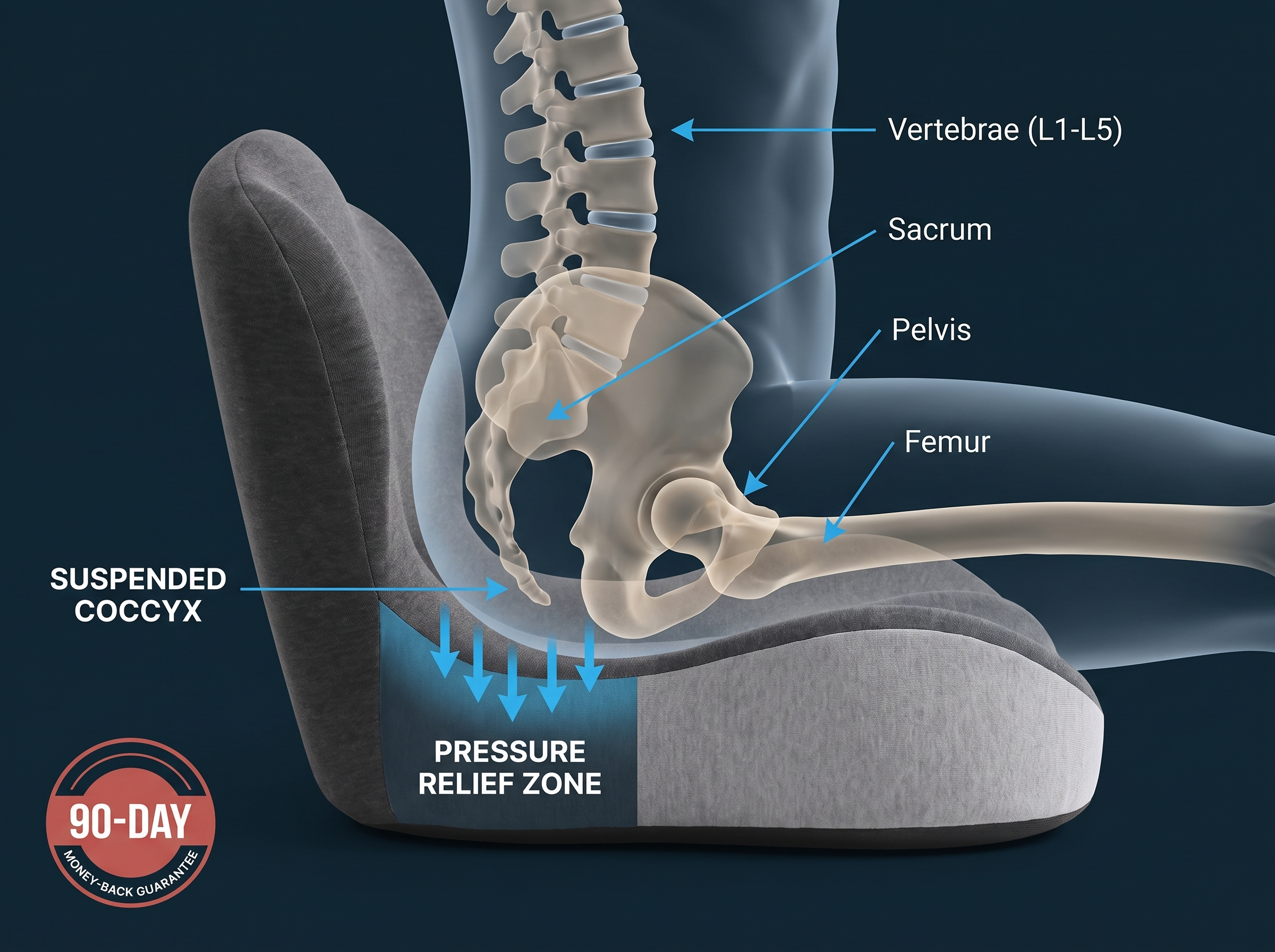 Hour Four cushion biomechanics pressure relief diagram