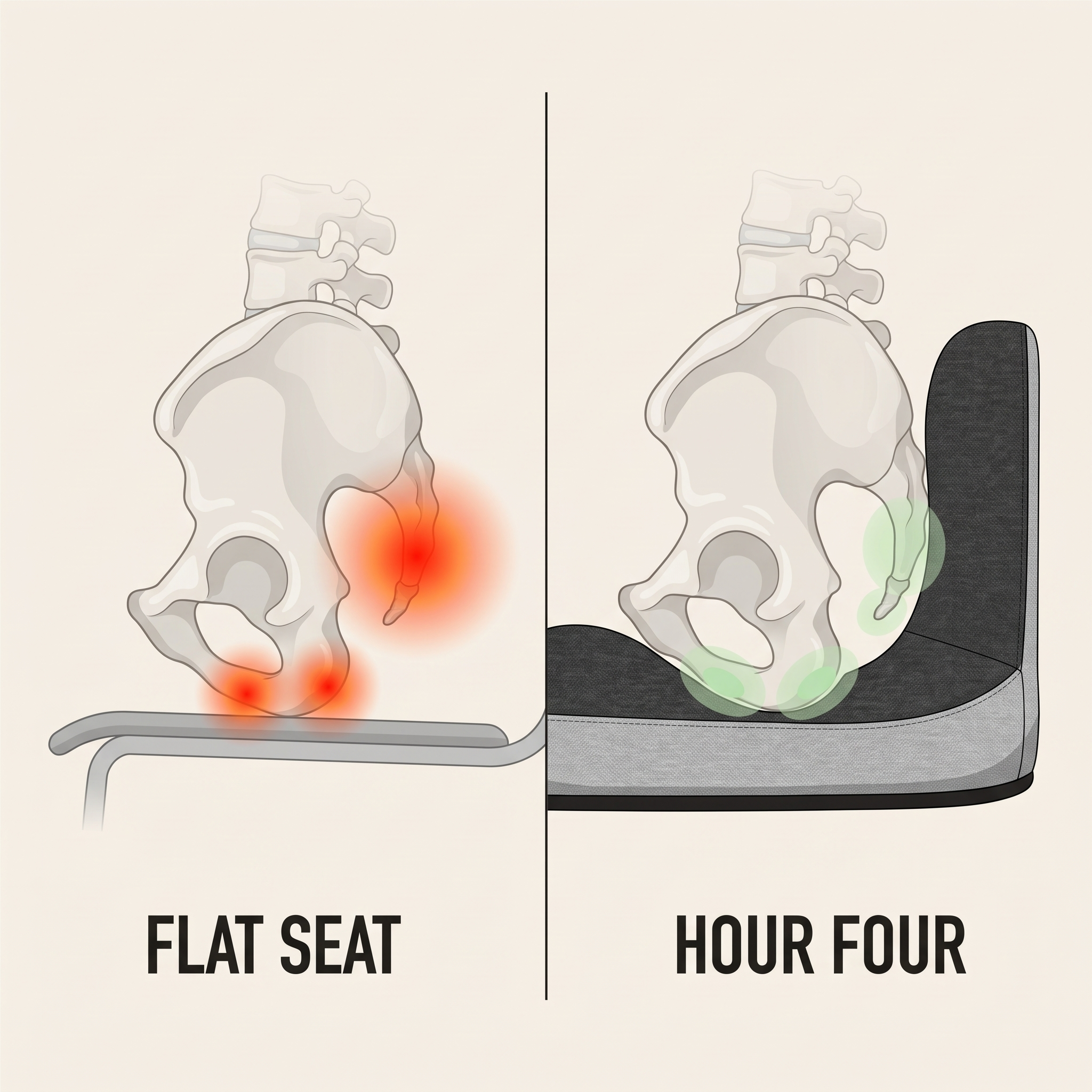Cushion on a chair, showing the cut-out and channels