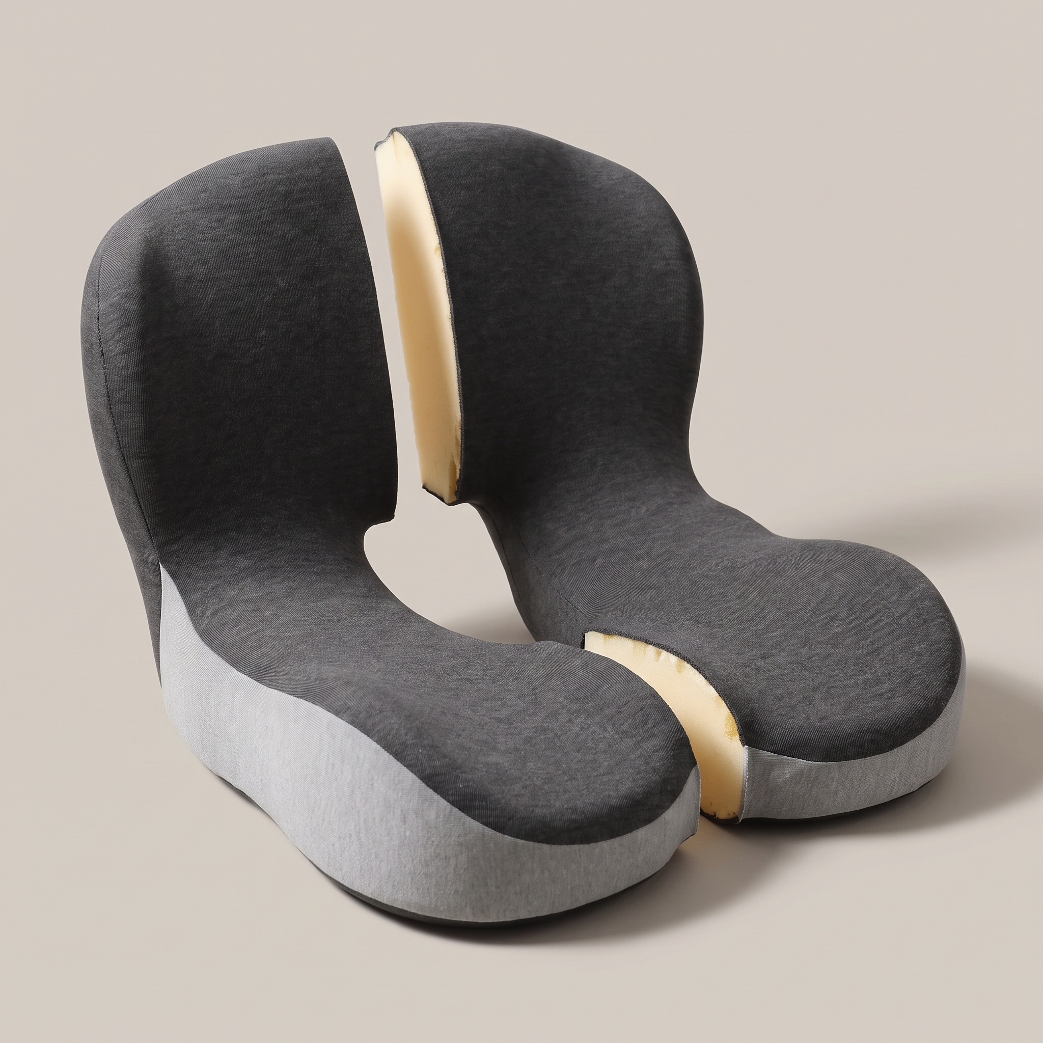 Cushion cut open showing the foam core