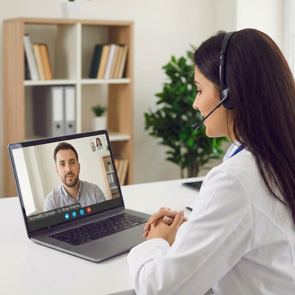 NutrivoRx clinician on a telehealth video consultation