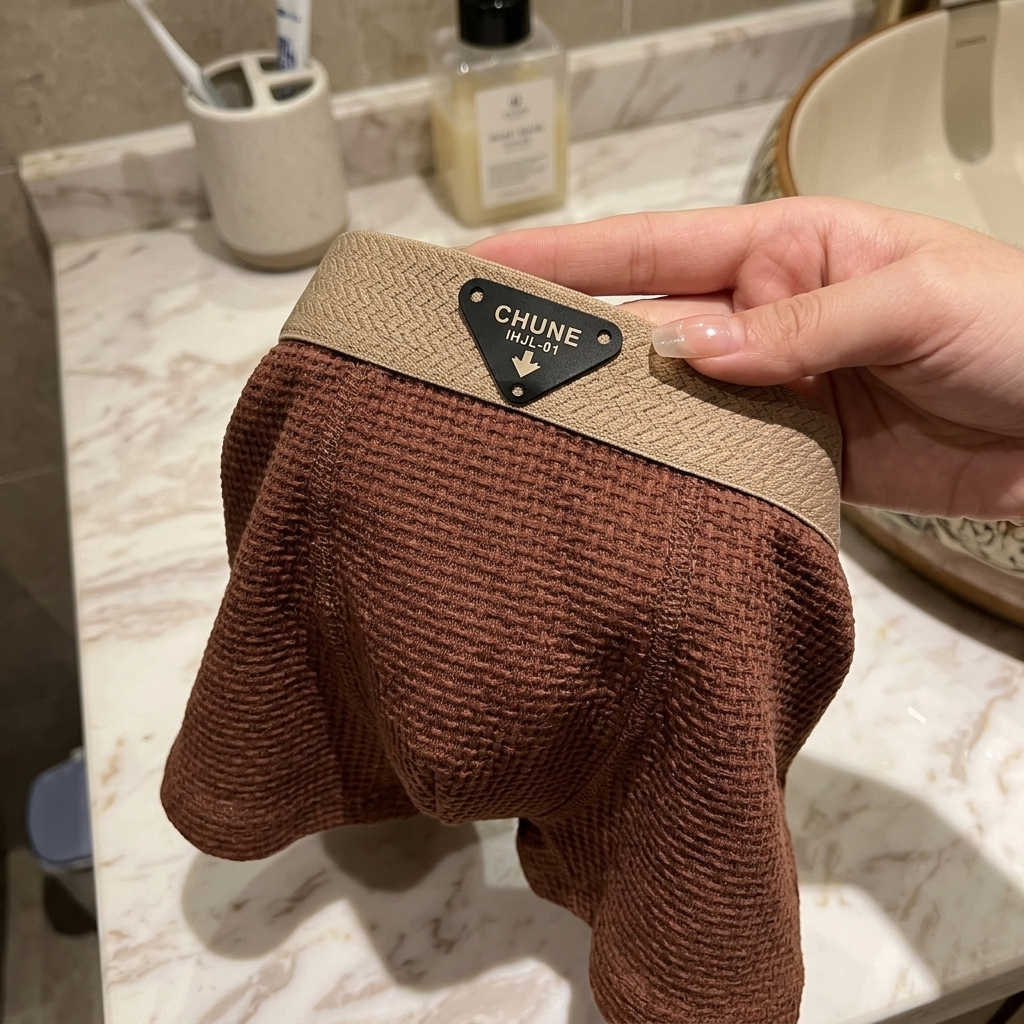 Customer holding a pair from The Harrington Boxer Set