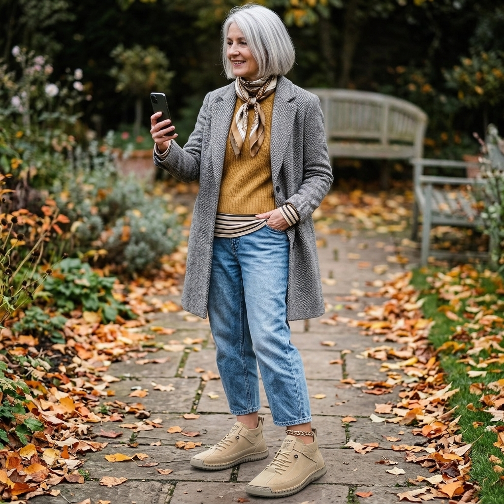 Customer wearing the Sutton Boots in a casual garden