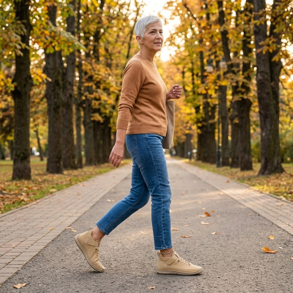 Customer wearing the Sutton Boots in a casual park