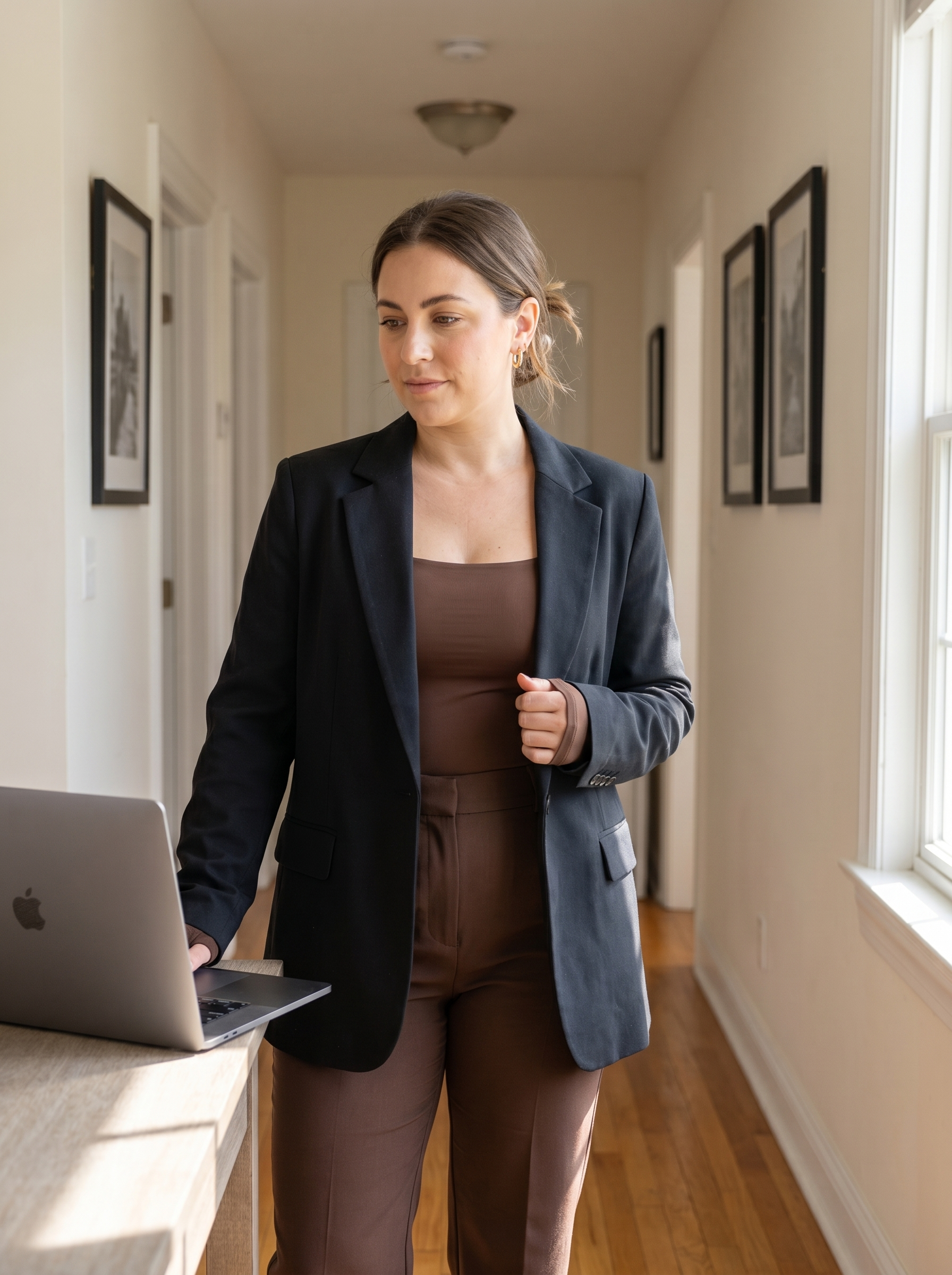 The Lift & Smooth Bodysuit under a blazer for work